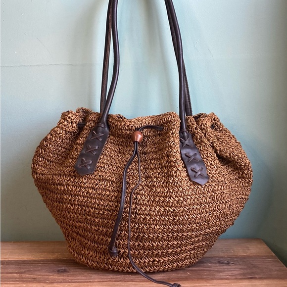 Eddie Bauer Raffia Woven and Leather Bag - Picture 9 of 9